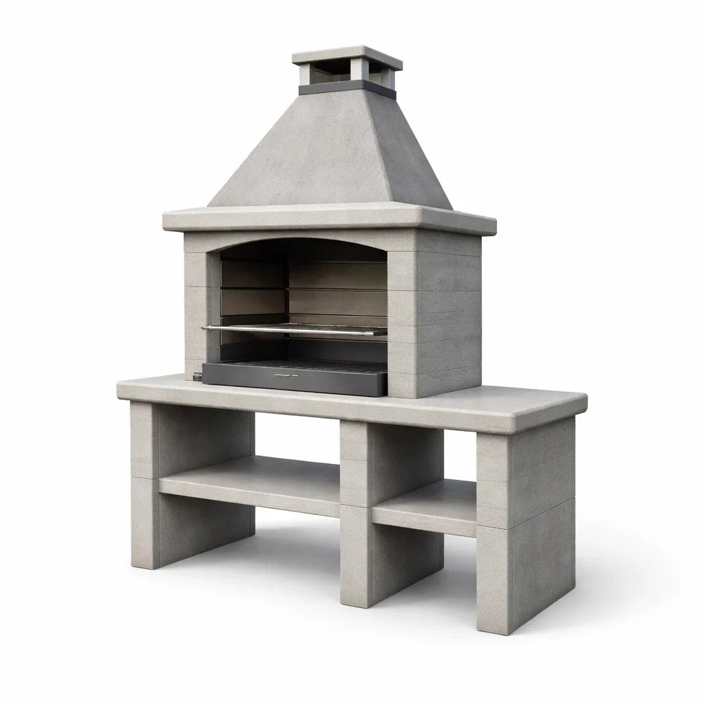 Barbecue da Esterno in Cemento con Griglia in Acciaio Inox