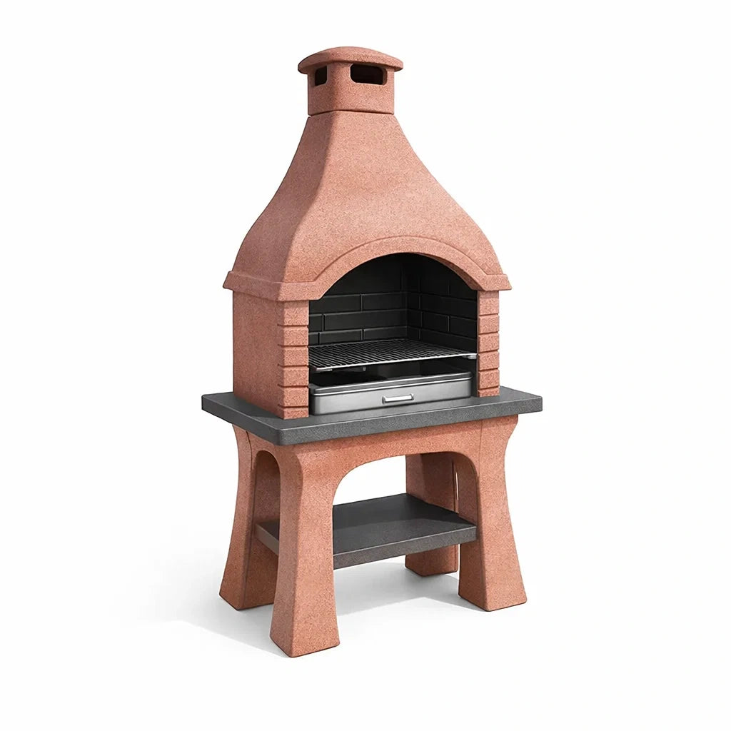 Barbecue in Cemento da Esterno con Griglia in Acciaio Inox