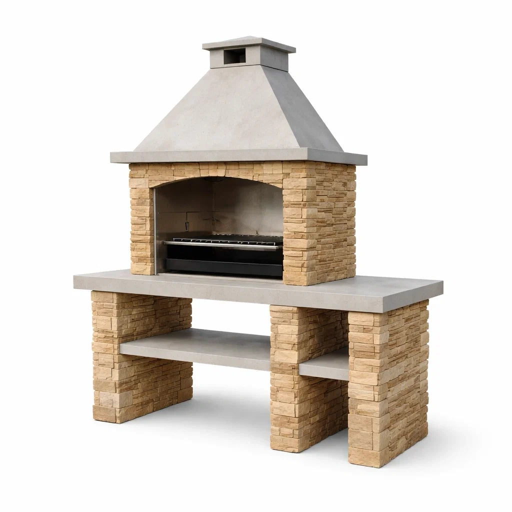 Barbecue da Esterno in Pietra Ricostruita e Cemento Grigio 150 cm