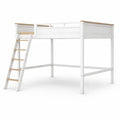 Letto a Soppalco in Legno e MDF Bianco con Scala