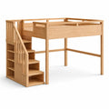 Letto a Soppalco in Legno di Pino con Scala e Scaffali