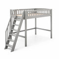 Letto a Soppalco in Legno di Pino Grigio con Scala