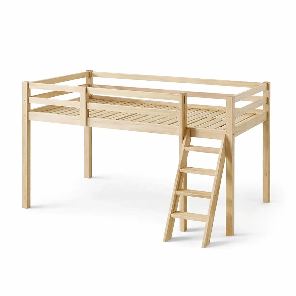 Letto a Soppalco in Legno 200x90 cm con Scala