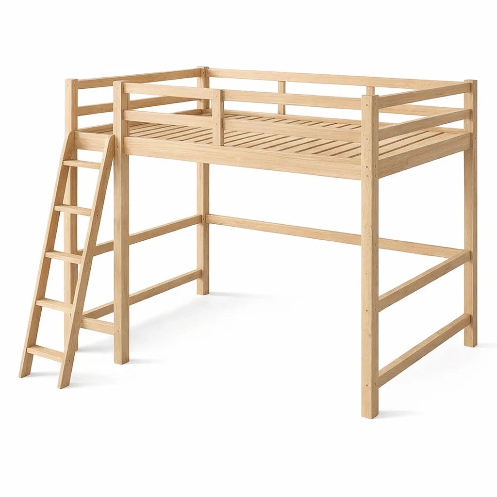 Letto a soppalco in legno massiccio di pino