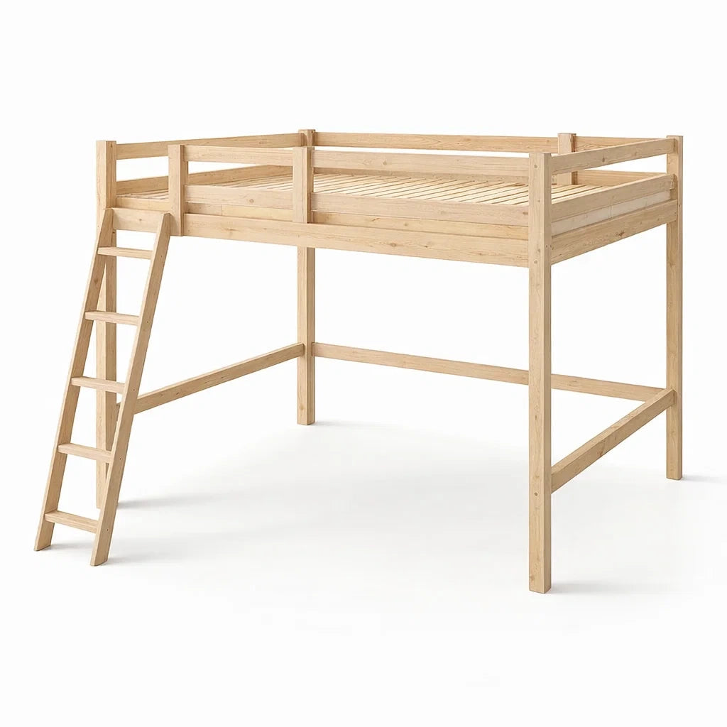 Letto a Soppalco in Legno di Pino