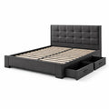 Letto matrimoniale in similpelle nera con cassetti, 160x200 cm