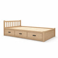 Letto singolo con cassetti in legno di quercia