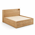 Letto matrimoniale in legno con cassetti rovere chiaro