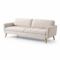 Divano 3 posti poliestere beige gambe in legno 210x85x75 cm