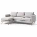 Divano ad Angolo L con Chaise Longue in Tessuto Poliestere Grigio