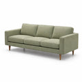 Divano in Tessuto Verde con Gambe in Legno