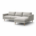 Divano Angolare in Tessuto Grigio con Chaise Longue