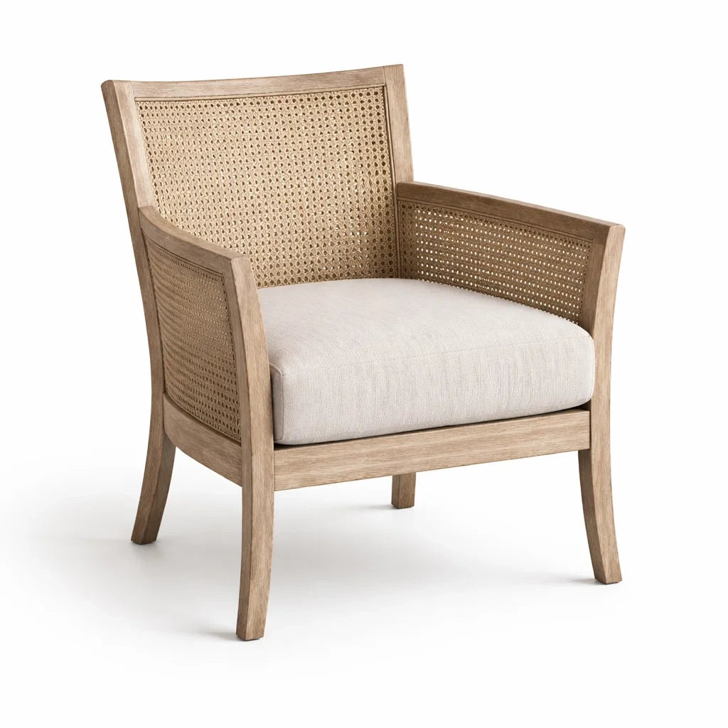 Sedia in Legno di Rovere con Schienale in Rattan