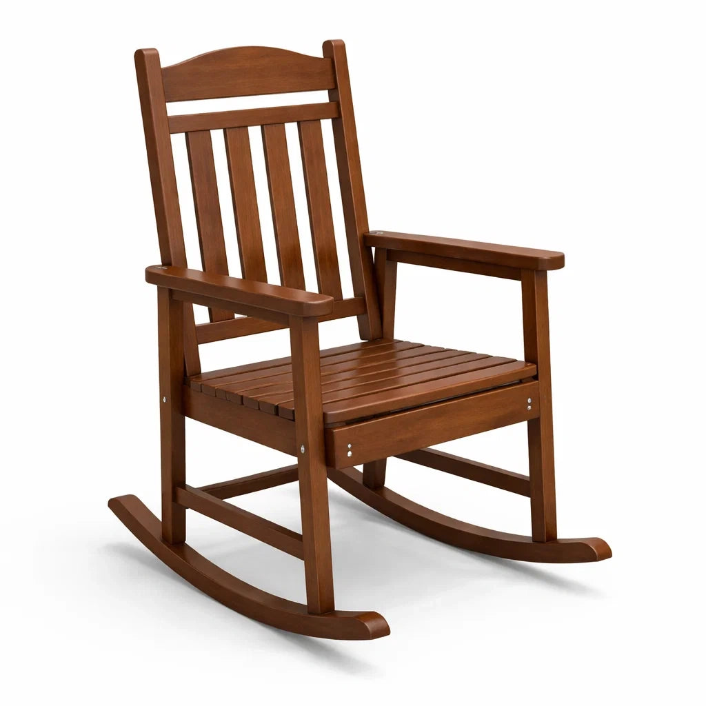 Sedia a Dondolo in Legno Massello Marrone