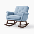 Sedia a Dondolo in Tessuto Blu con Struttura in Legno