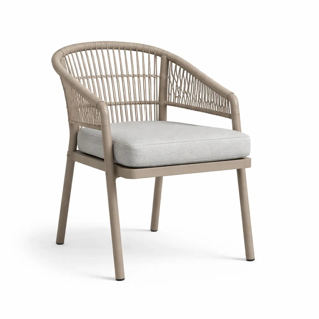 Sedia da Esterno in Alluminio e Rattan Sintetico con Cuscino in Poliestere Grigio