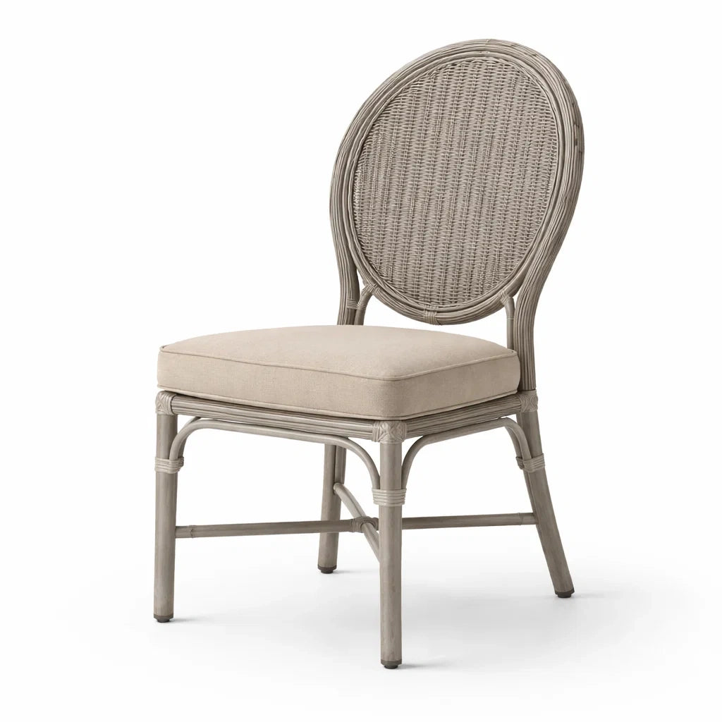 Sedia in Rattan con Seduta Imbottita Poliestere Beige