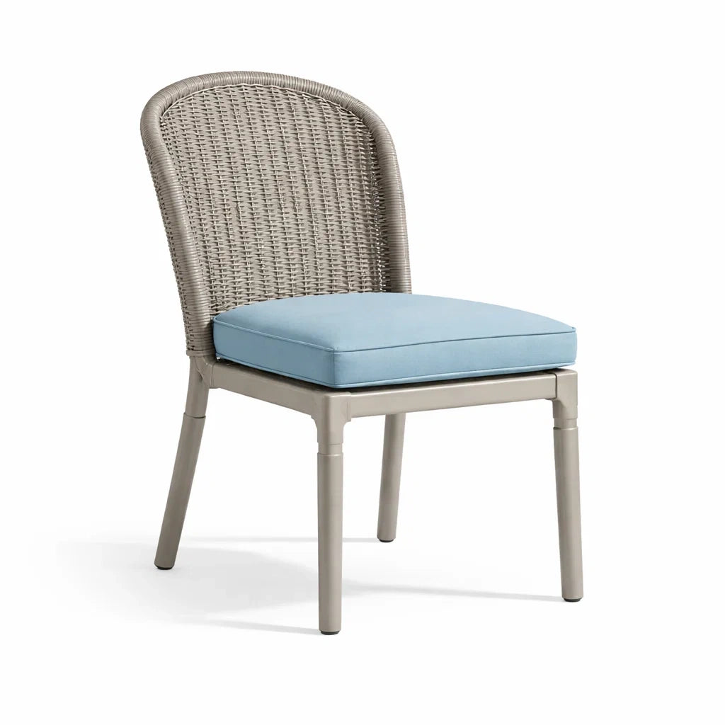 Sedia da Esterno in Rattan Sintetico con Cuscino Blu, Telaio in Alluminio
