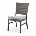 Sedia in Rattan con Struttura in Acciaio e Cuscino Grigio