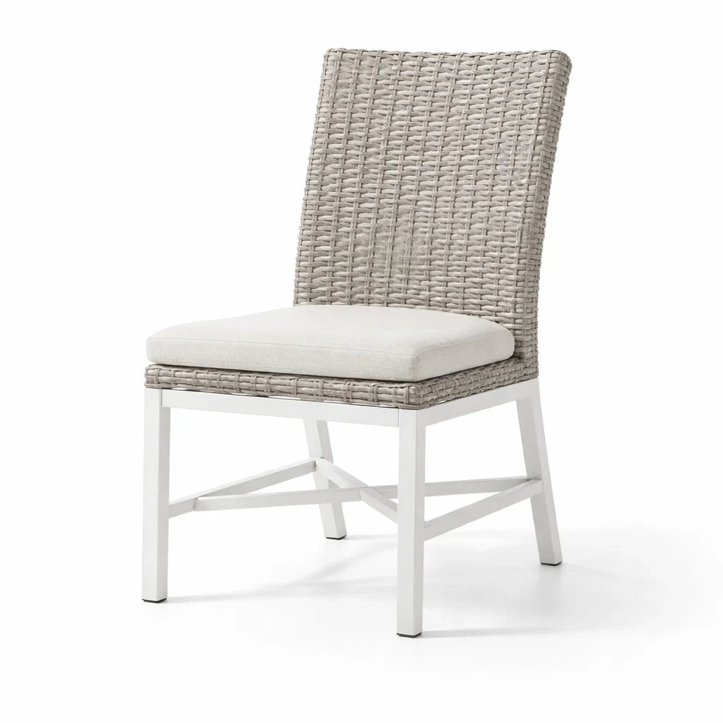 Sedia in Metallo con Rattan e Cuscino in Tessuto Poliestere