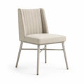 Sedia in metallo con rivestimento in tessuto beige, altezza 85 cm