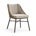 Sedia in Rattan Sintetico con Struttura in Metallo e Cuscino in Poliestere Beige
