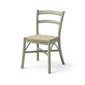 Sedia in Legno e Rattan Naturale Verde Chiaro