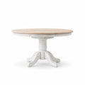 Tavolo Rotondo in Legno Massello Bianco e Naturale 120 cm