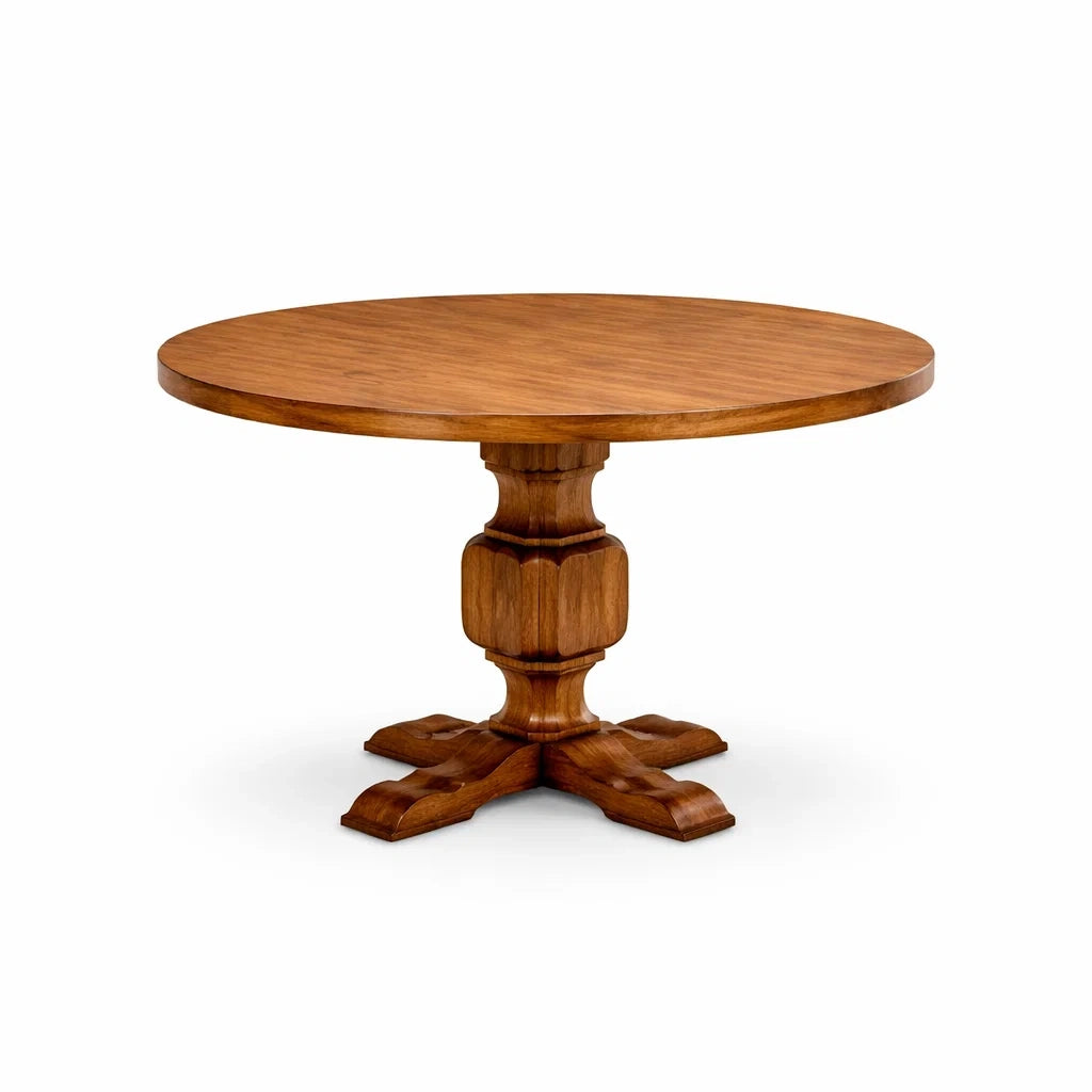 Tavolo Rotondo in Legno di Quercia Marrone