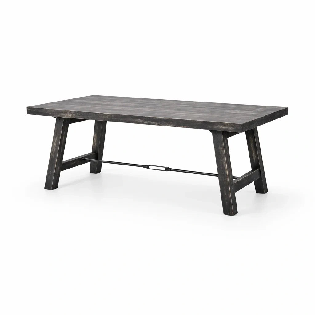 Tavolo da pranzo rettangolare in legno e metallo nero 200x100 cm