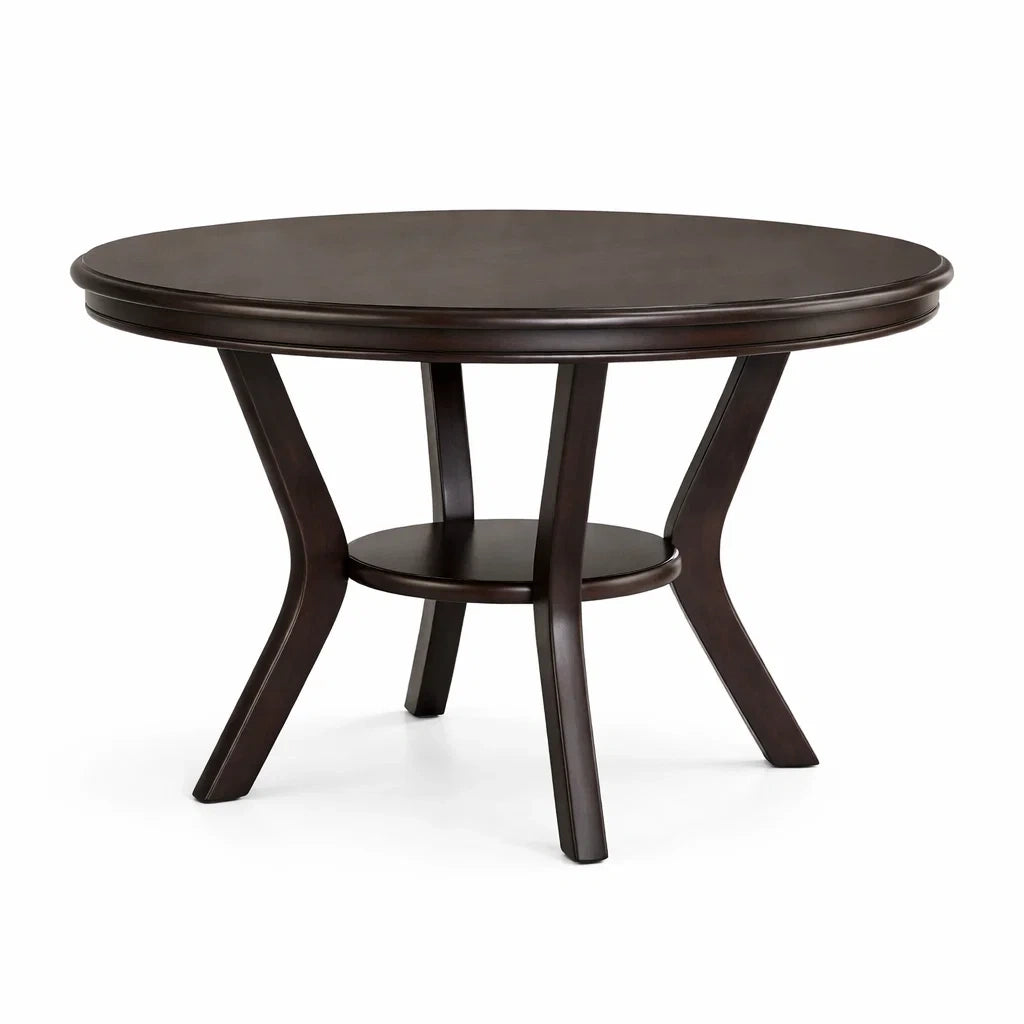 Tavolo Rotondo in Legno Marrone con Ripiano Diametro 120 cm