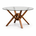 Tavolo rotondo in vetro e legno 120 cm